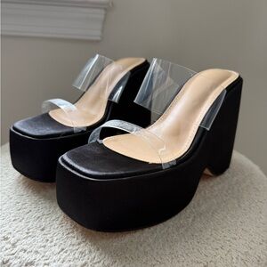 Black Platform Wedge Sandals